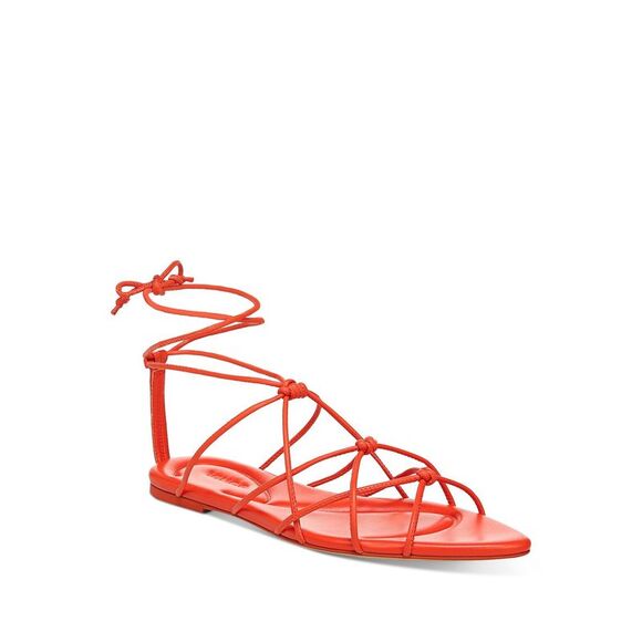 VINCE. Womens Orange Strappy Kenna Almond Toe Leather Gladiator Sandles 7 M - Picture 1 of 4